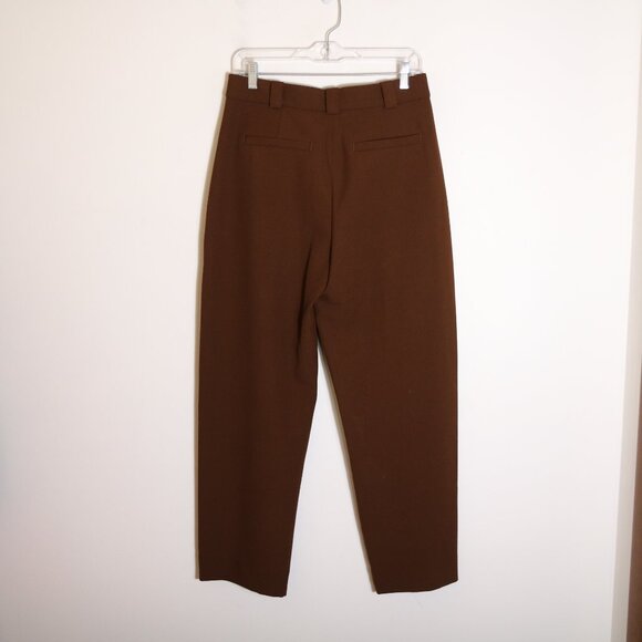 ALC Franklin Pant Womens 4 Mocha Brown Pleated High Rise Trouser Neutral Office - Picture 6 of 7